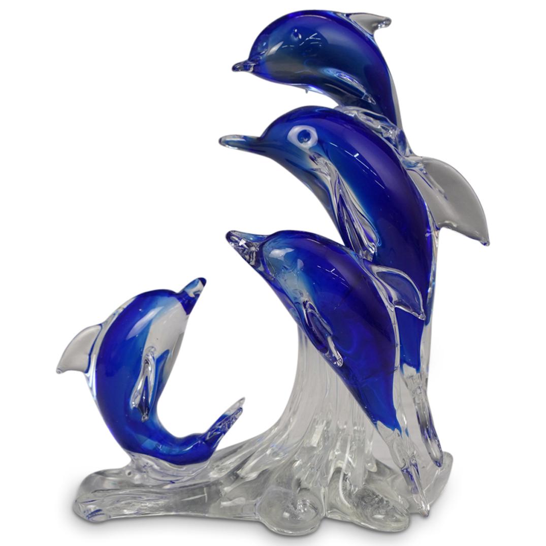 Blue Murano Glass Dolphin Statue (1 of 4)