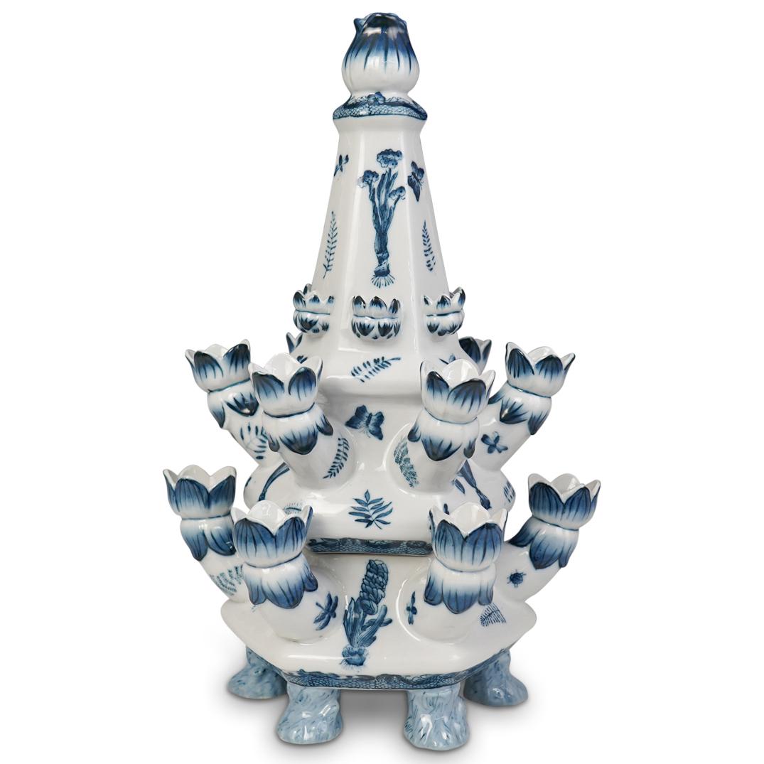 Blue & White Porcelain Tulipiere Vase (1 of 5)