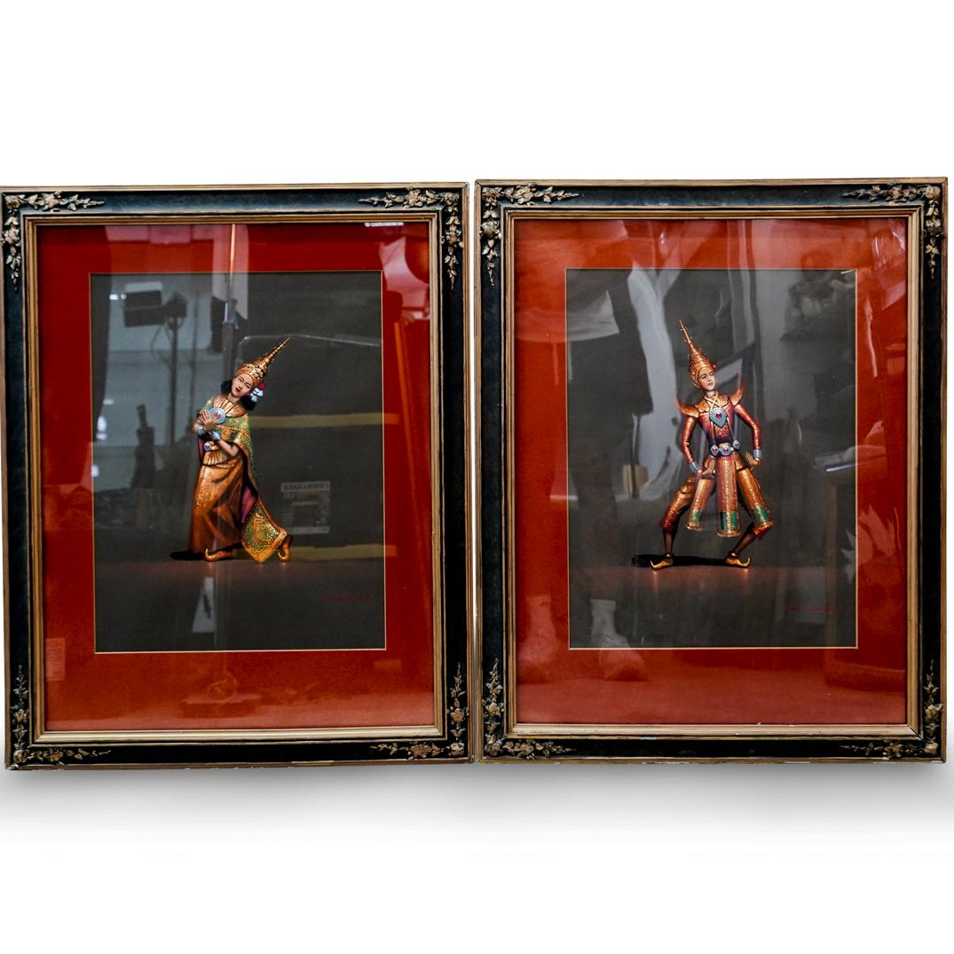 (2 Pc) Charoen (Thai) Signed Gouache Paintings (1 of 4)