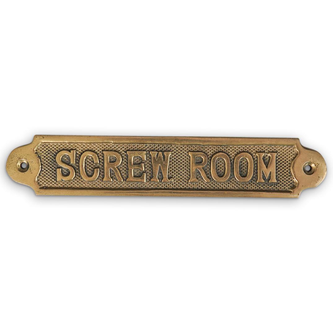 Brass "Screw Room" Wall Plaque (1 of 2)