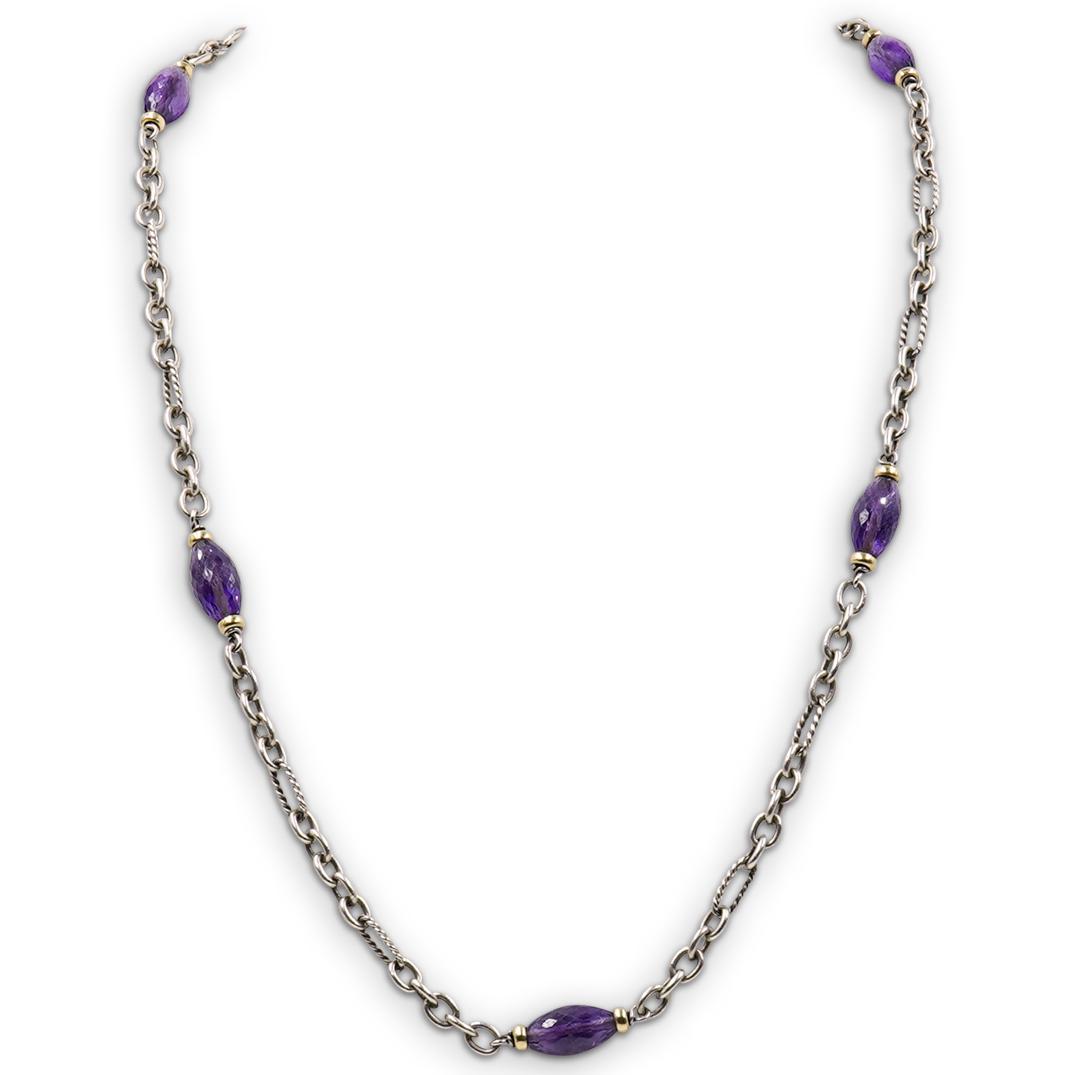 David Yurman 18k, Amethyst and Silver Necklace (1 of 6)
