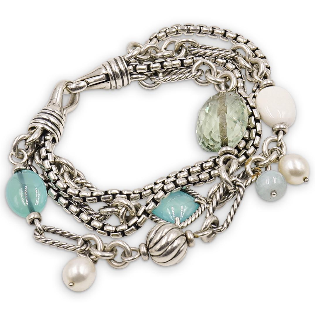 David Yurman Pearl, Topaz and Sterling Bracelet (1 of 4)