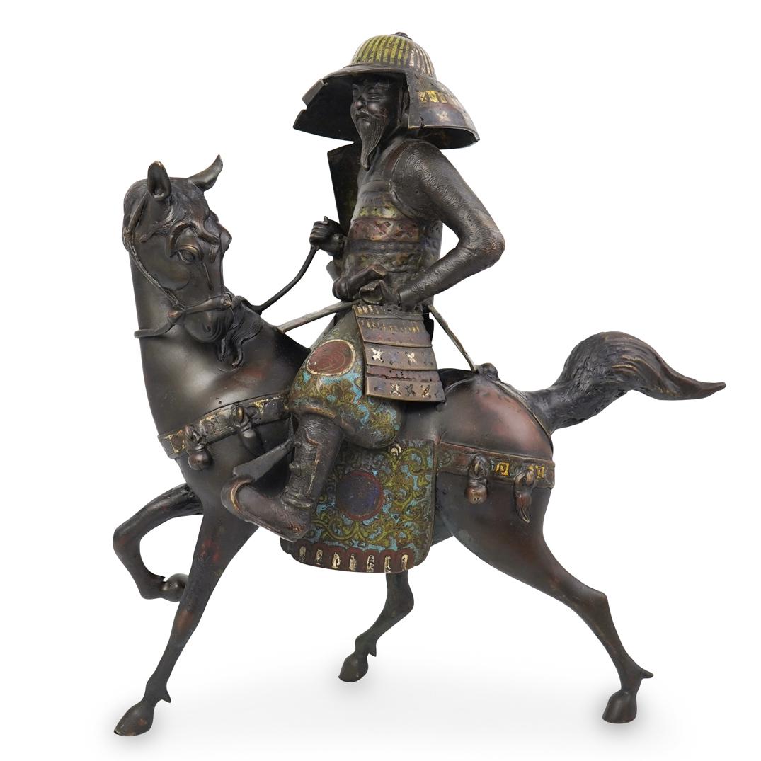 Japanese Bronze CloisonnÃ© Figure On Horse (1 of 5)