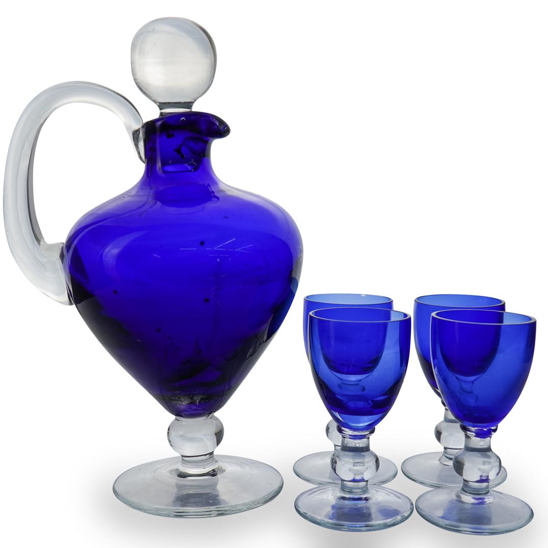 (5 Pc) Art Glass Liquor Set (1 of 3)