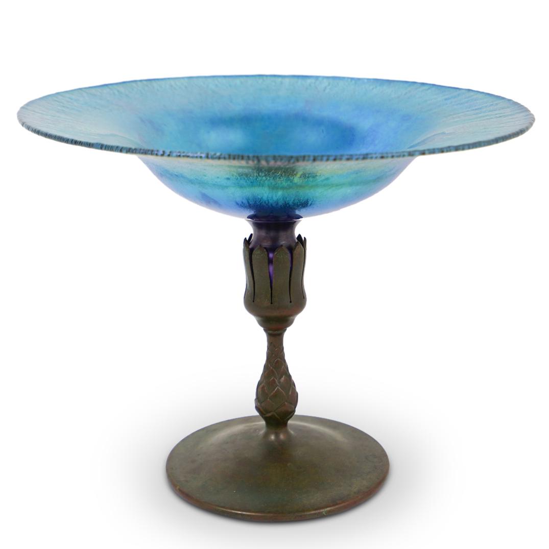 Tiffany Studios Bronze & Favrile Glass Compote (1 of 7)