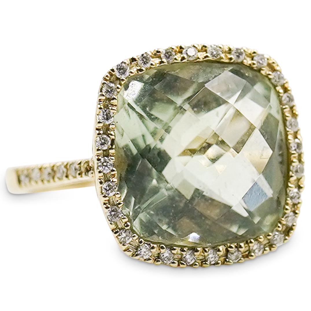 14k Gold Prasiolite and Diamond Ring (1 of 5)
