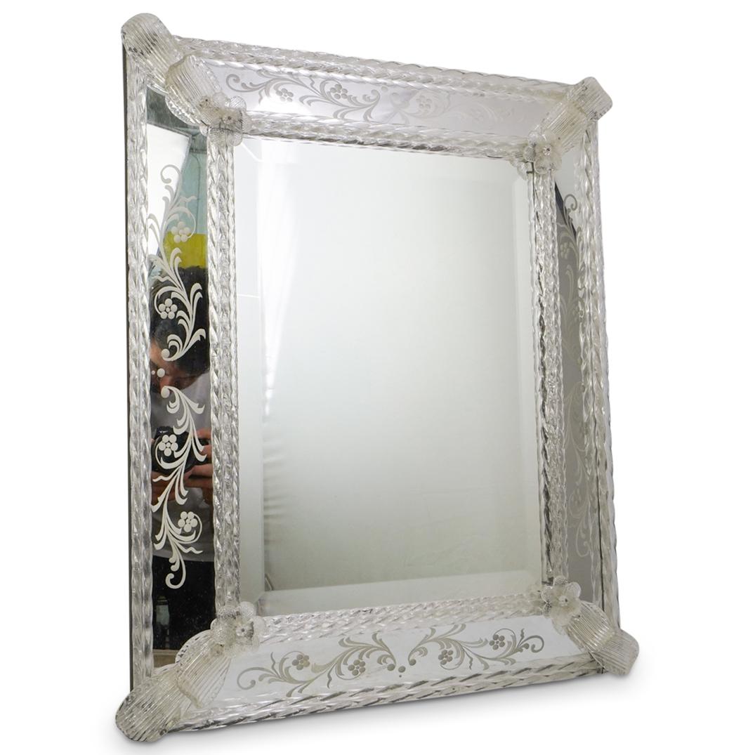 Venetian Glass Etched Wall Mirror (1 of 4)