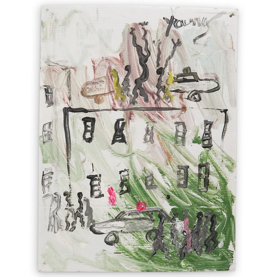 Purvis Young (American 1943-2010) Painting On Sign (1 of 4)