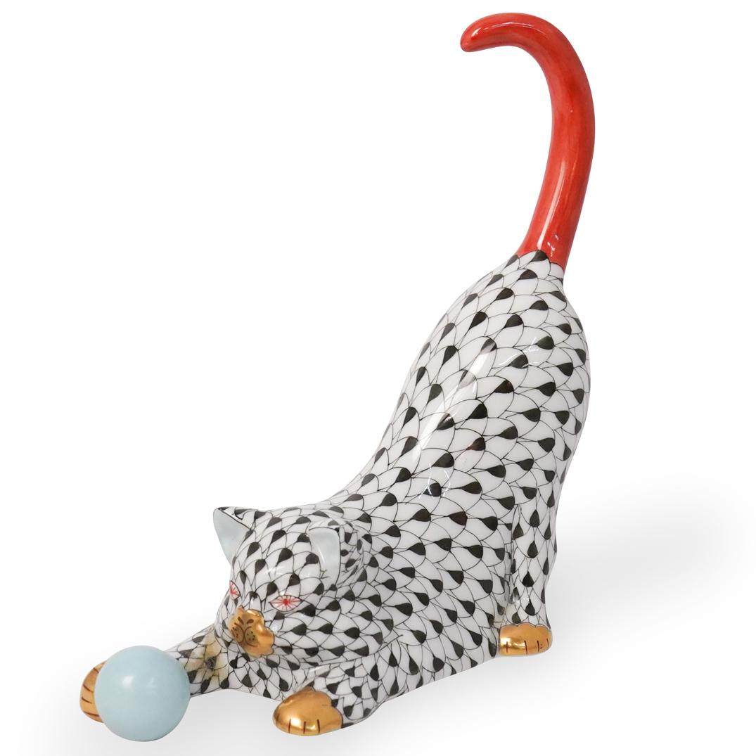 Herend Porcelain Fishnet "Cat With Ball" (1 of 3)
