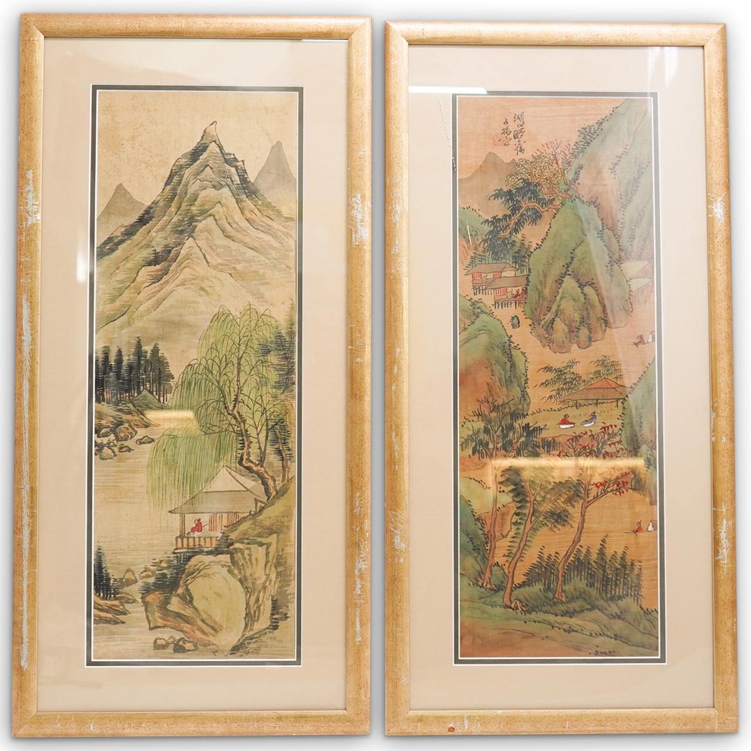 (2 Pc) Framed Chinese Paintings on Silk (1 of 5)