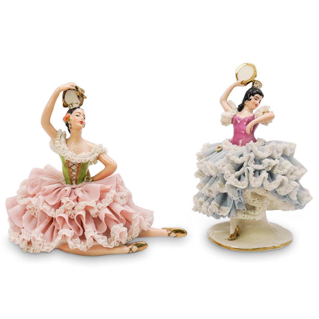 (2 Pc) Dresden Porcelain Figurines (1 of 5)