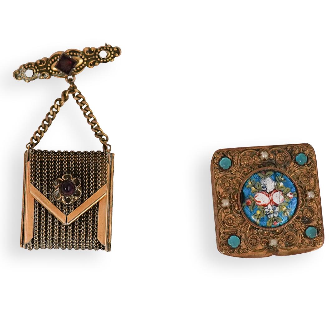 (2 Pc) French Gilt Brass Pill Cases (1 of 6)