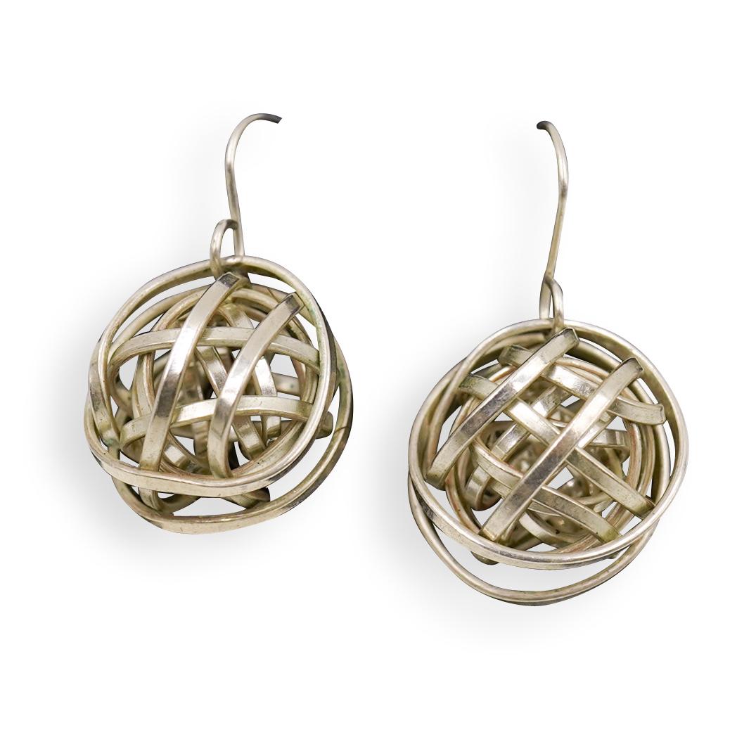 Pair Of Sterling Silver Woven Drop Earrings (1 of 2)