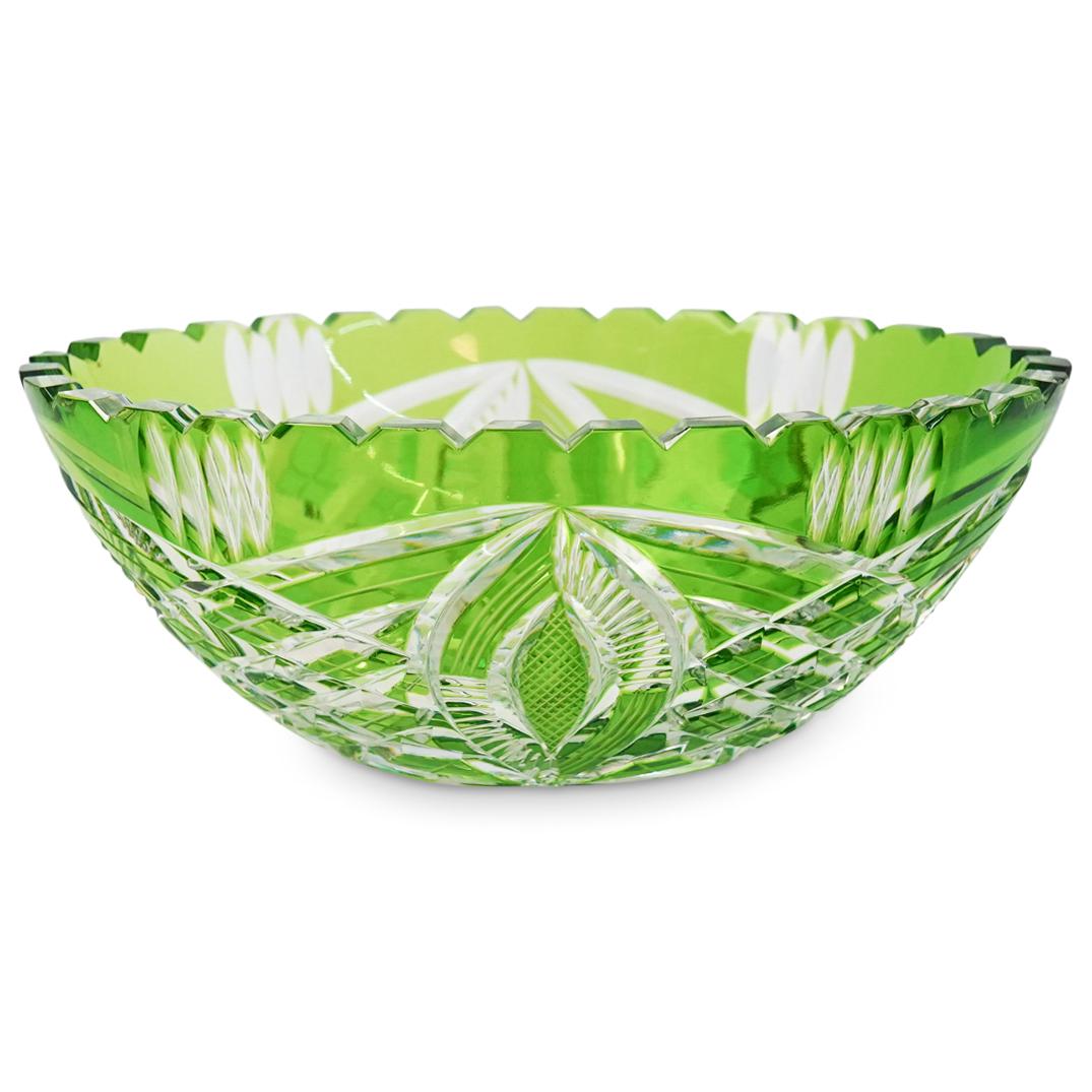 Green Bohemian Cut Crystal Bowl (1 of 4)