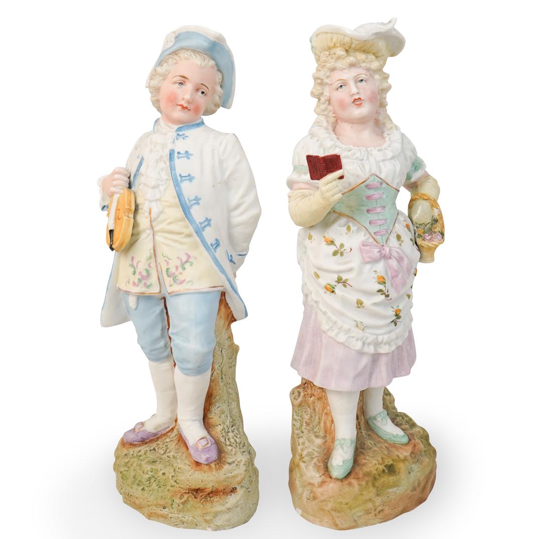 (2 Pc) German Porcelain Figures (1 of 4)
