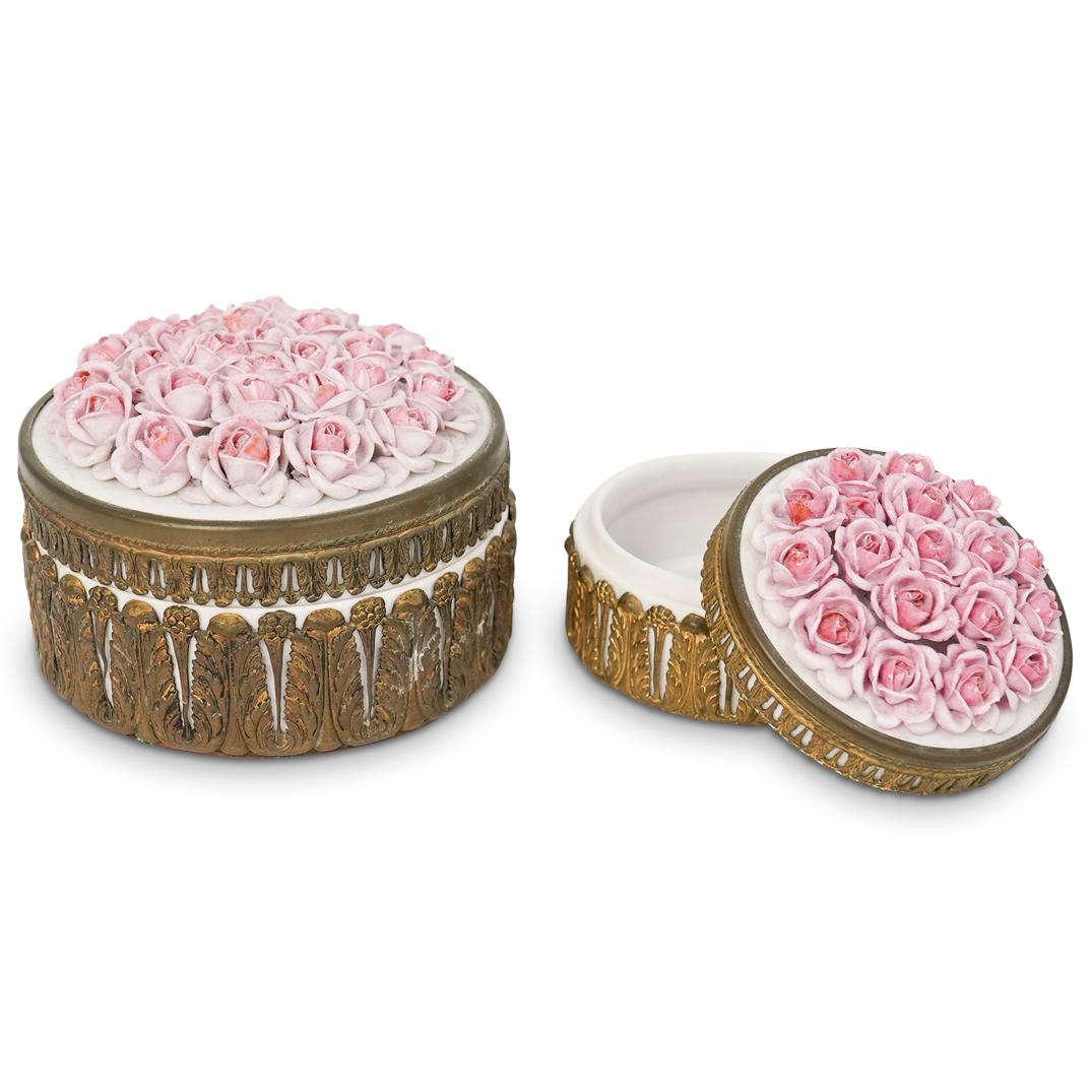 German Ormolu Porcelain Trinket Box Set (1 of 7)