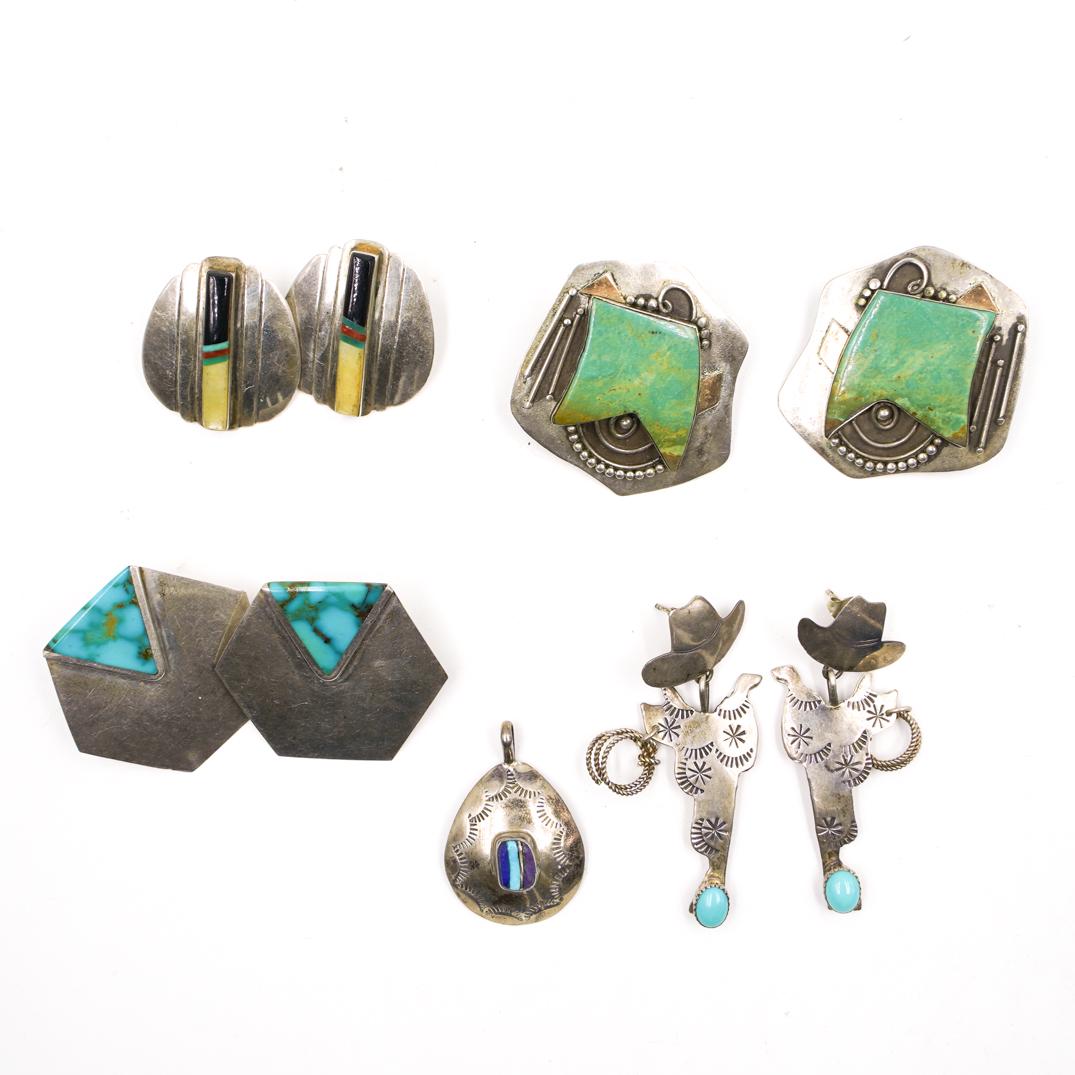 (9 Pc) Navajo Sterling Jewelry Grouping (1 of 1)