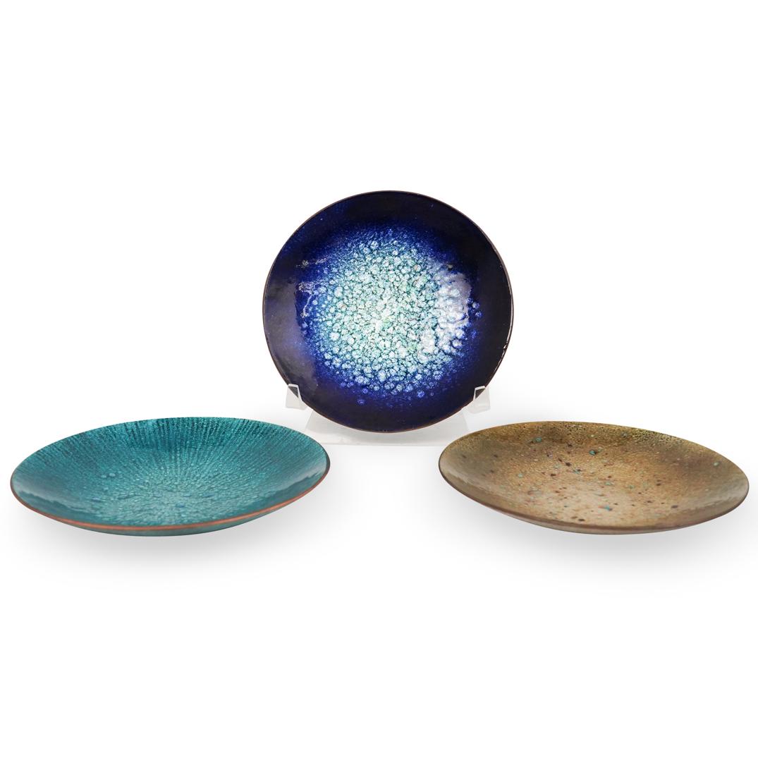 (3 Pc) Set of Marion Lang Enamel Copper Dishes (1 of 7)