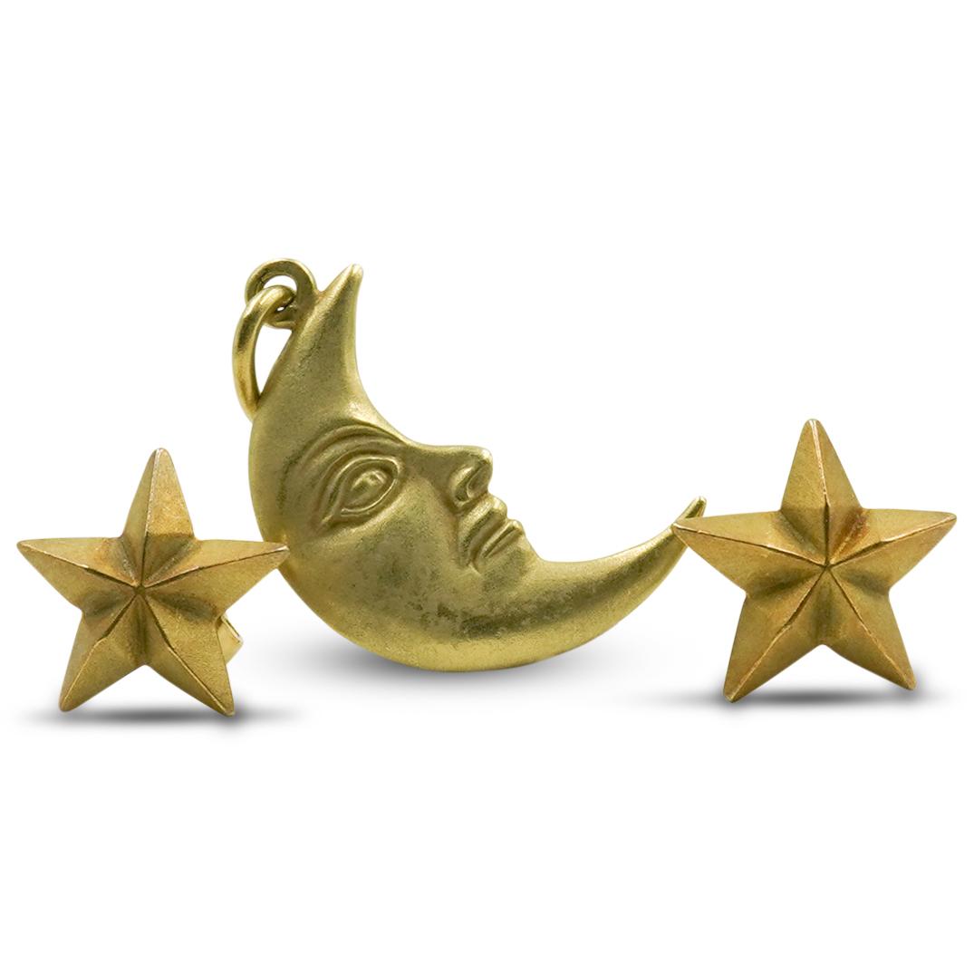 (3 Pc) Kieselstein Cord 18k Gold, Moon and Star Suite (1 of 3)