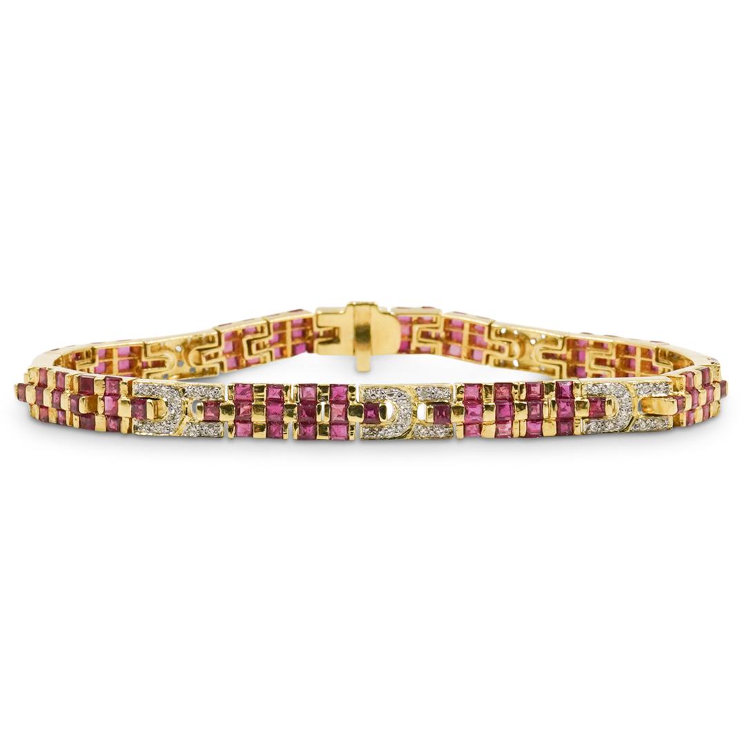 18k Gold, Diamond and Ruby Bracelet (1 of 4)