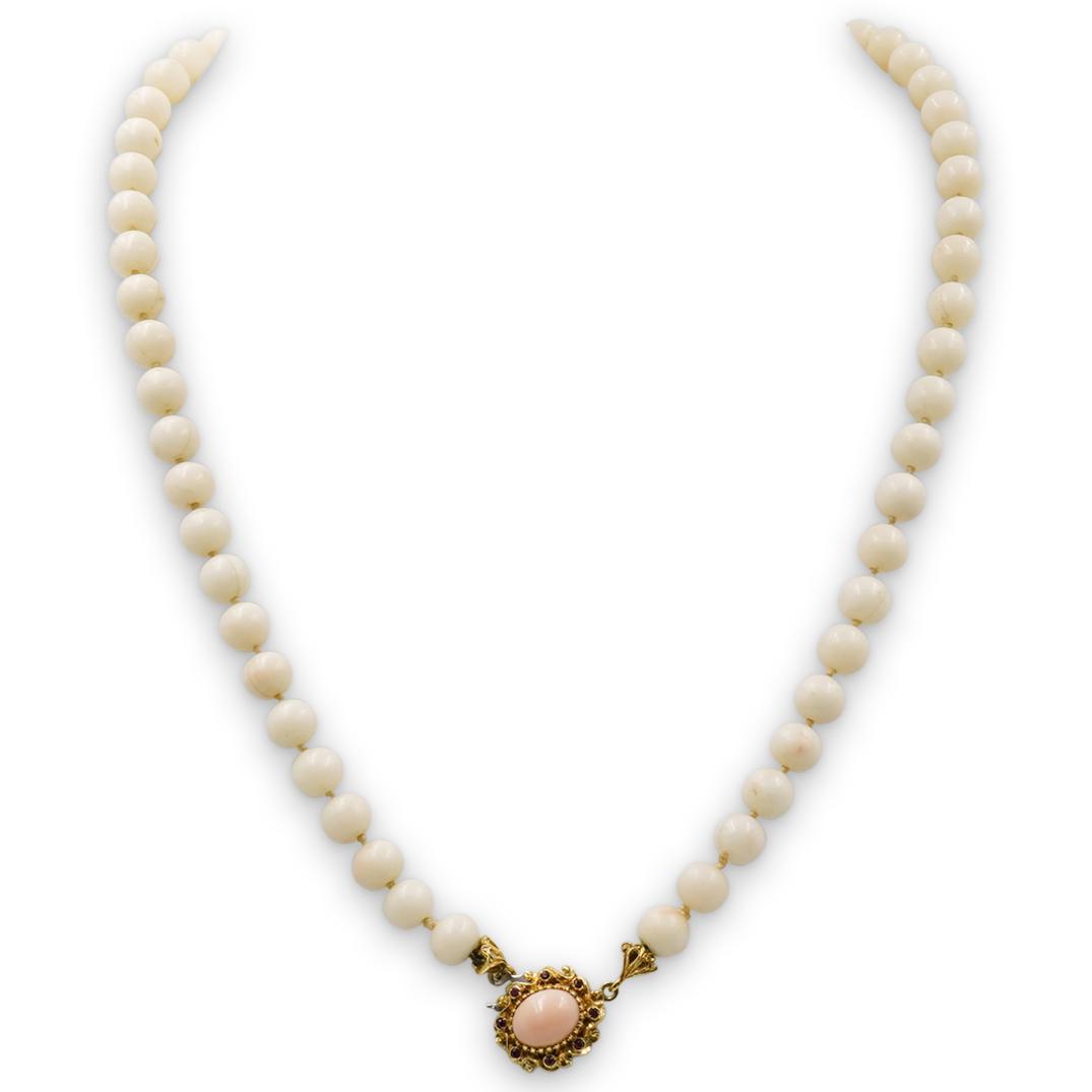 Italian 18k Gold and Coral Beaded Necklace (1 of 4)