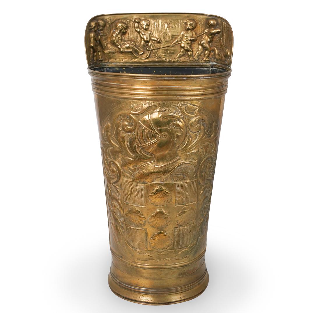 Antique Hammered Brass Umbrella Stand (1 of 4)