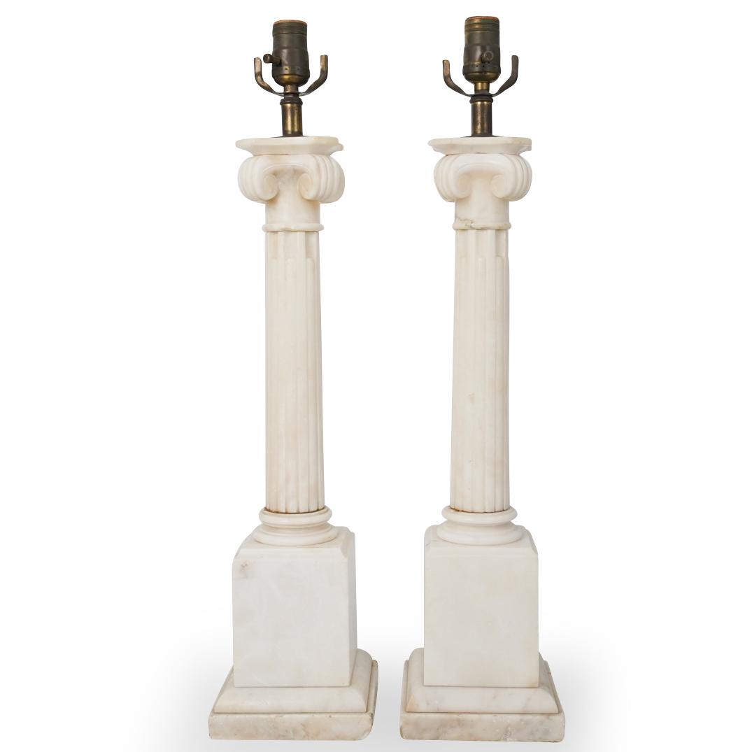 Pair Of Carved Marble Table Lamps (1 of 5)