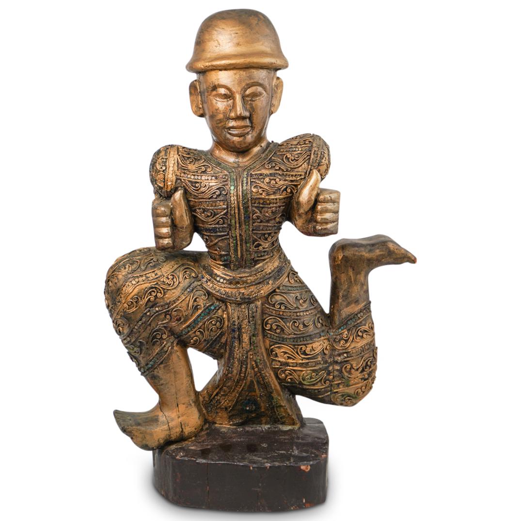 Burmese Carved Wood Statue (1 of 6)