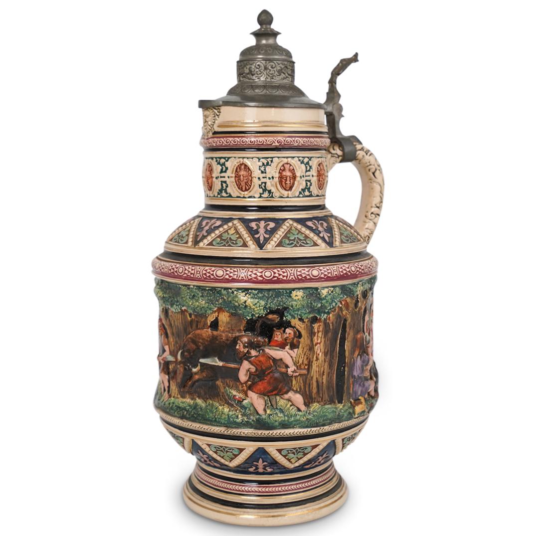 Antique German "Hunting Scene" Beer Stein (1 of 6)