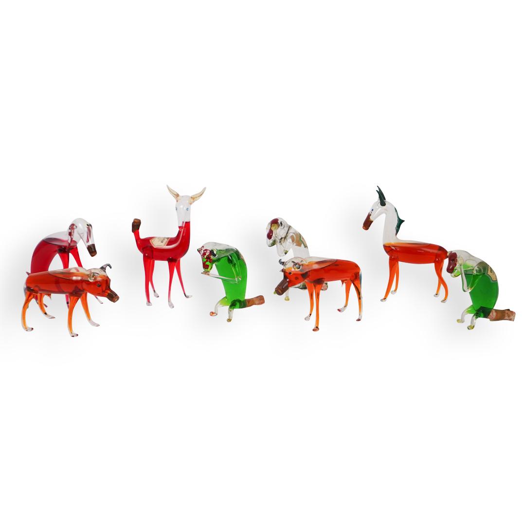 (7 Pc) Pete Hagen's Blown Glass Liquor Animals (1 of 7)