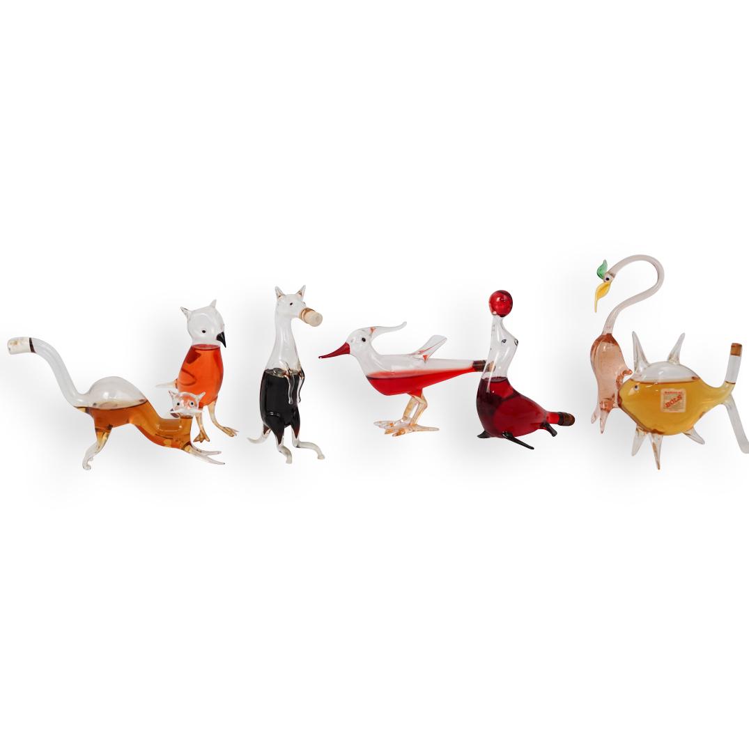 (7 Pc) Pete Hagen's Blown Glass Liquor Animals (1 of 8)