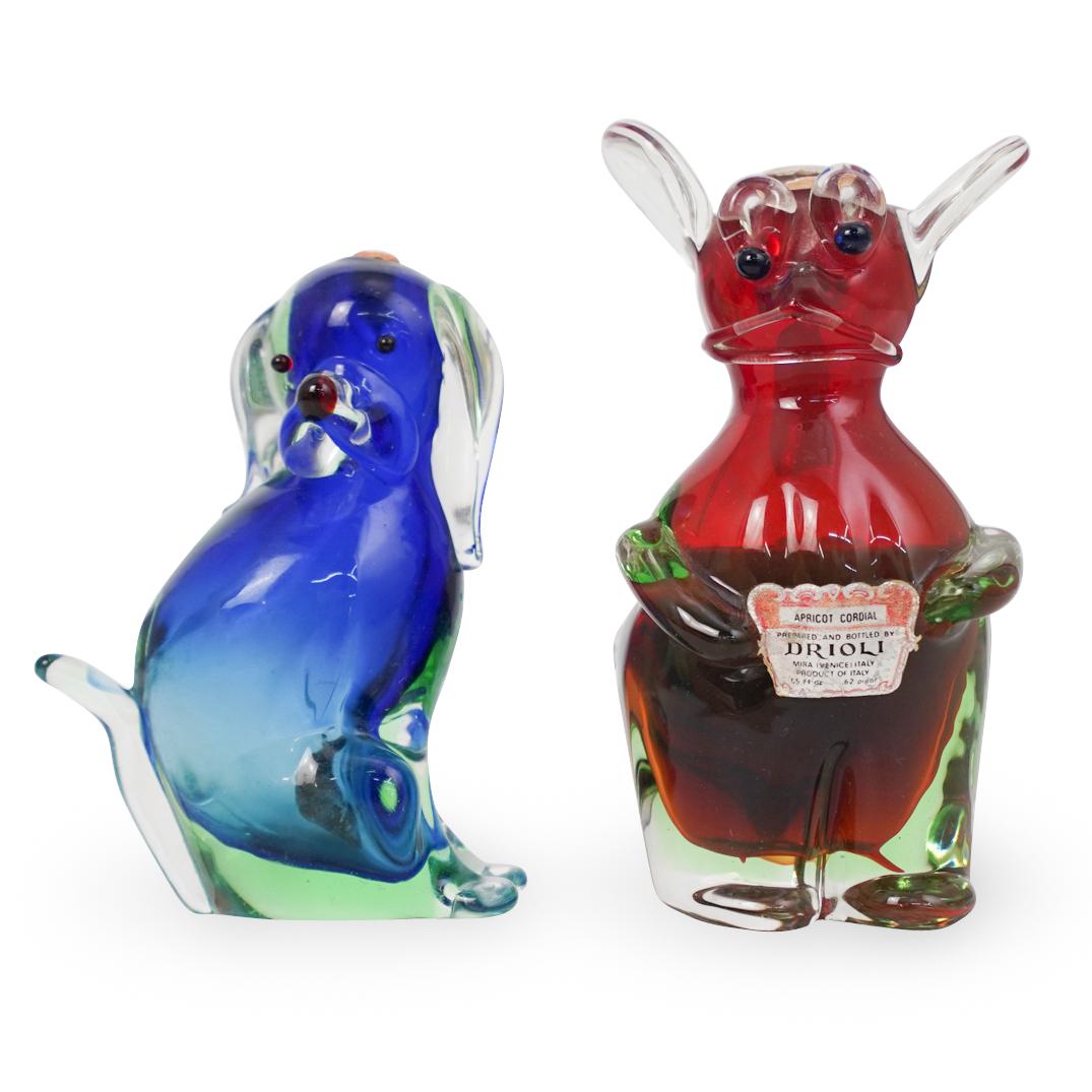 (2 Pc) Murano Glass Blown Animal Liquor Bottles (1 of 7)