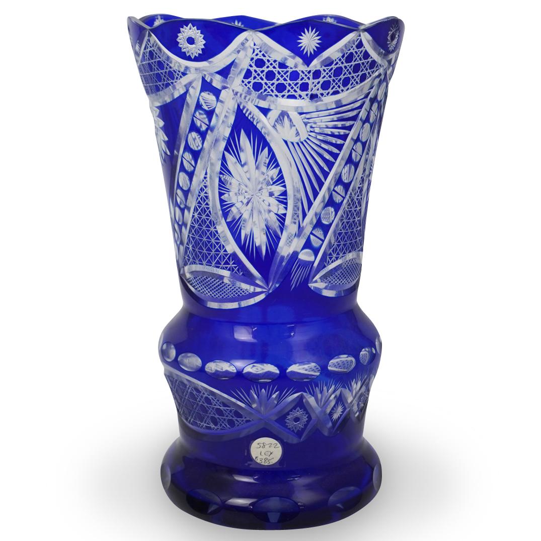 Cobalt Blue Bohemian Crystal Vase (1 of 2)
