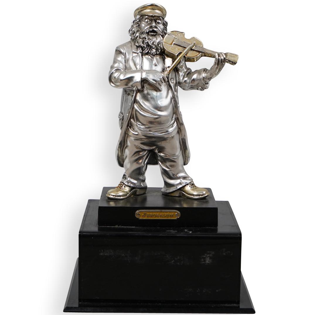 Judaica Silver Toned Violinist Statue (1 of 1)