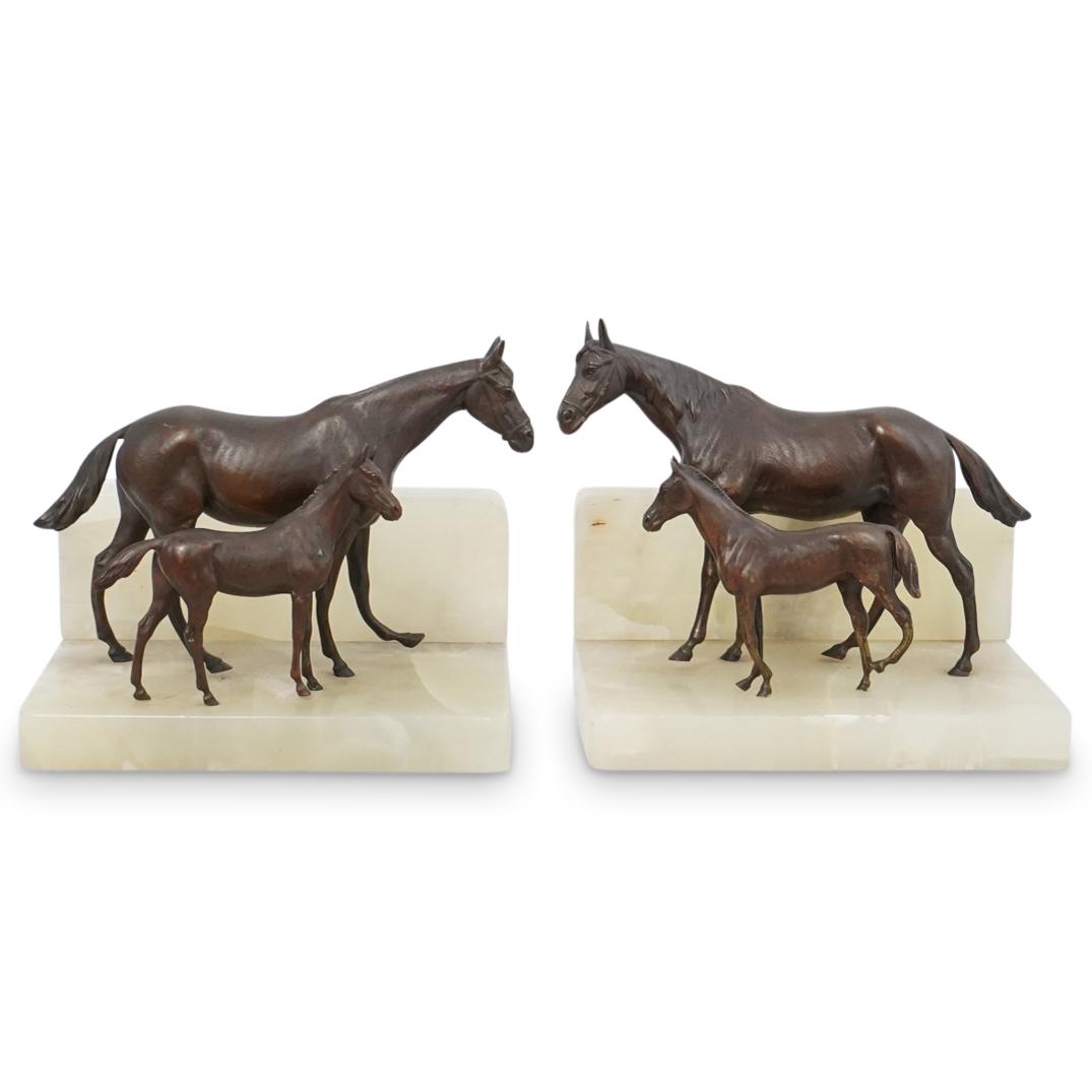 Pair of Brass and Onyx Bookends (1 of 5)