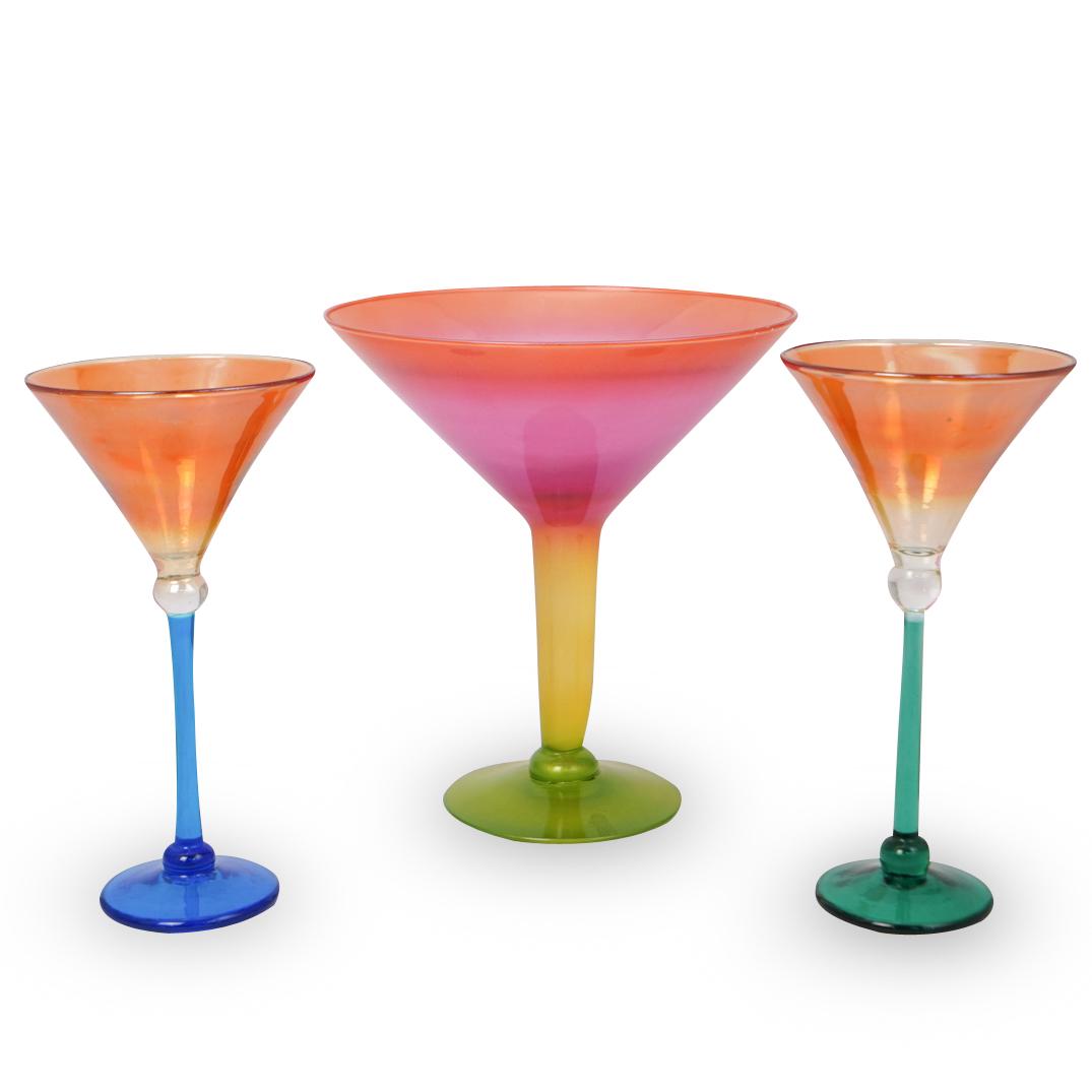 (3 Pc) Lot of Martini Art Glasses (1 of 5)