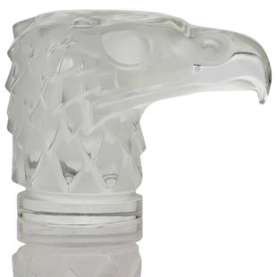 Lalique Crystal "Tete D'Aigle" Eagle: Lalique crystal "Tete D'Aigle" eagle sculpture. Traditionally marked Lalique France on the bottom. CIRCA: Late 20th ct ORIGIN: France DIMENSIONS: H:4.5" L:6" D:3" CONDITION: Great condition. See lot