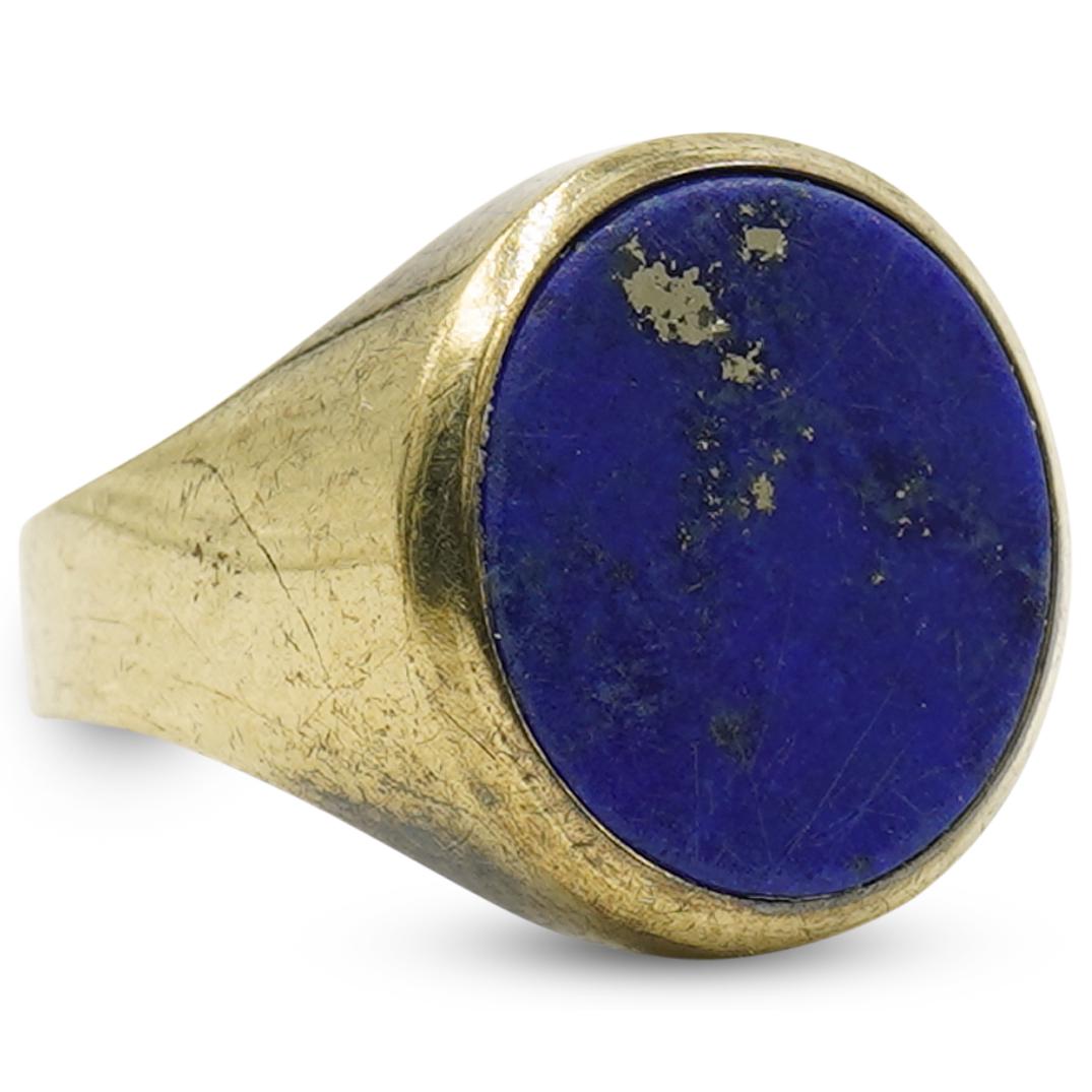 Large Size 10 Karat Gold & Lapis Ring (1 of 3)