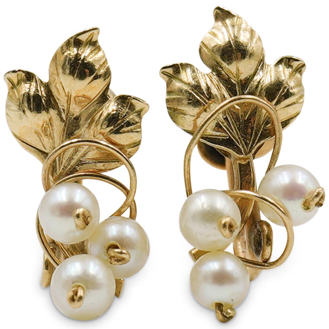 14 Karat & Natural Pearl Earrings (1 of 2)