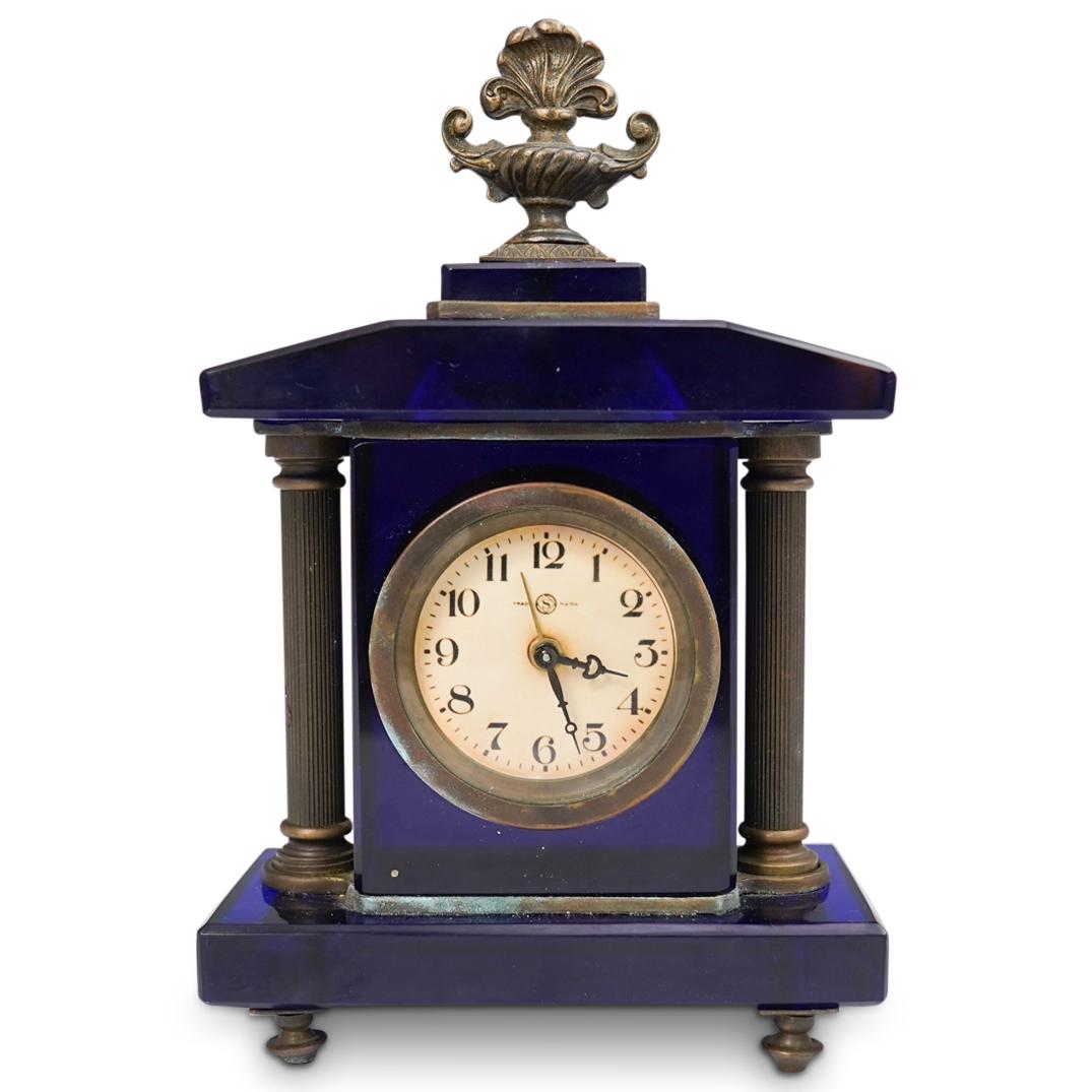 Antique Cobalt Blue & Bronze Clock (1 of 4)