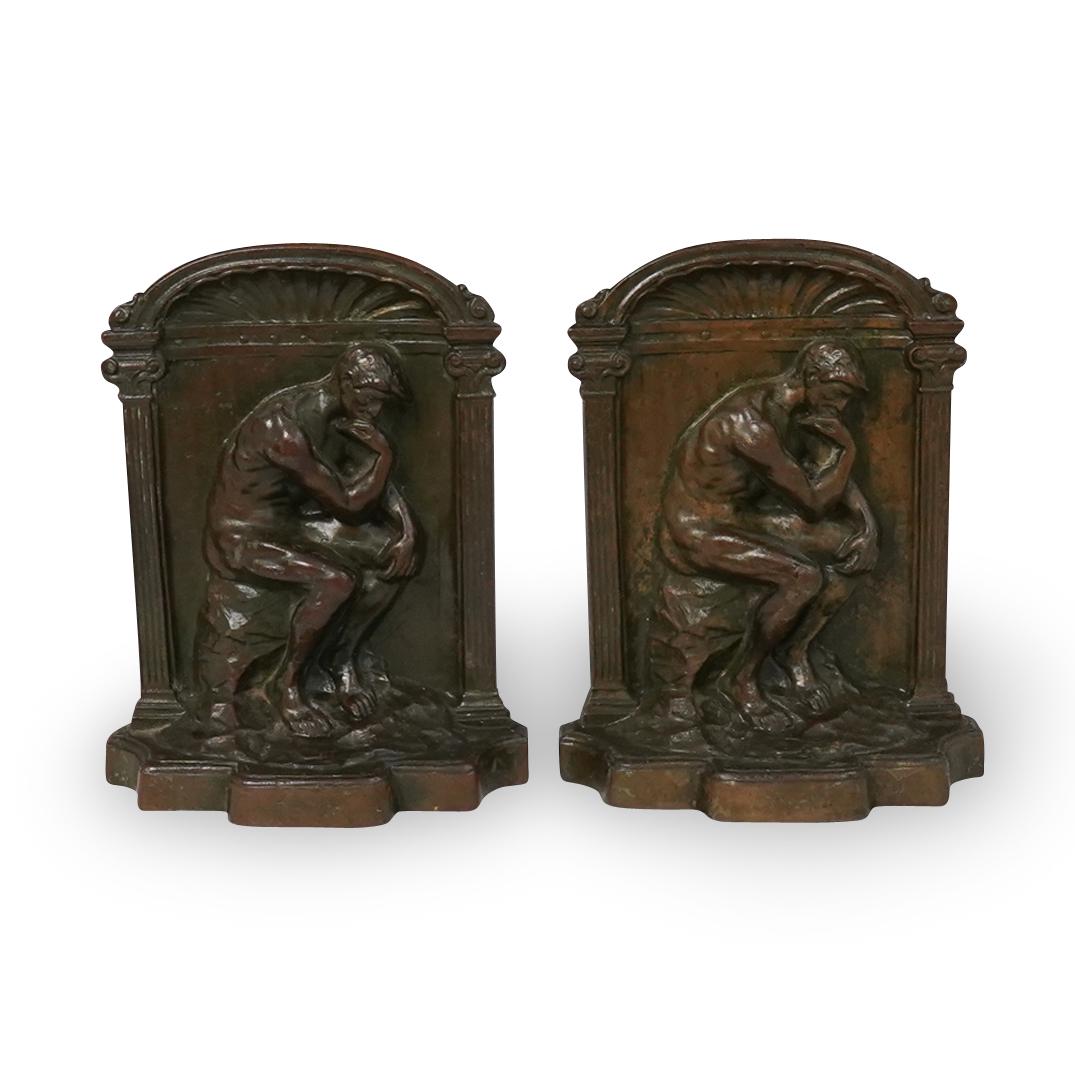 After Rodin "Thinker" Bronze Bookends (1 of 6)