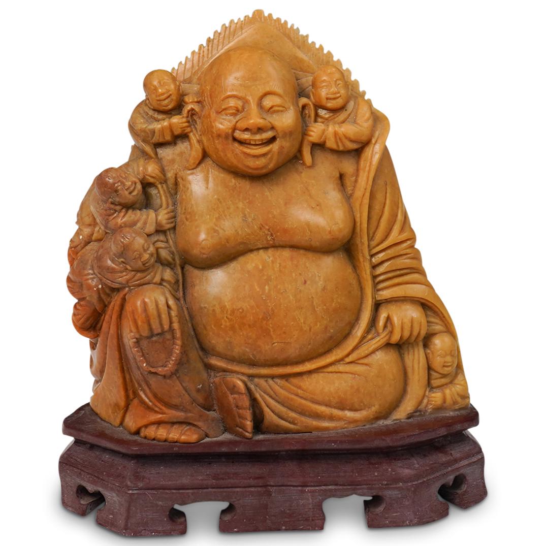 Vintage Soapstone Smiling Buddha Sculpture (1 of 4)