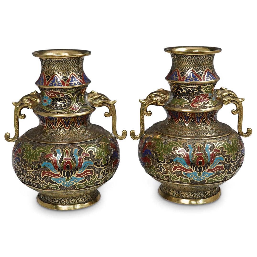 Japanese Cloisonne Enamel Vases (1 of 6)