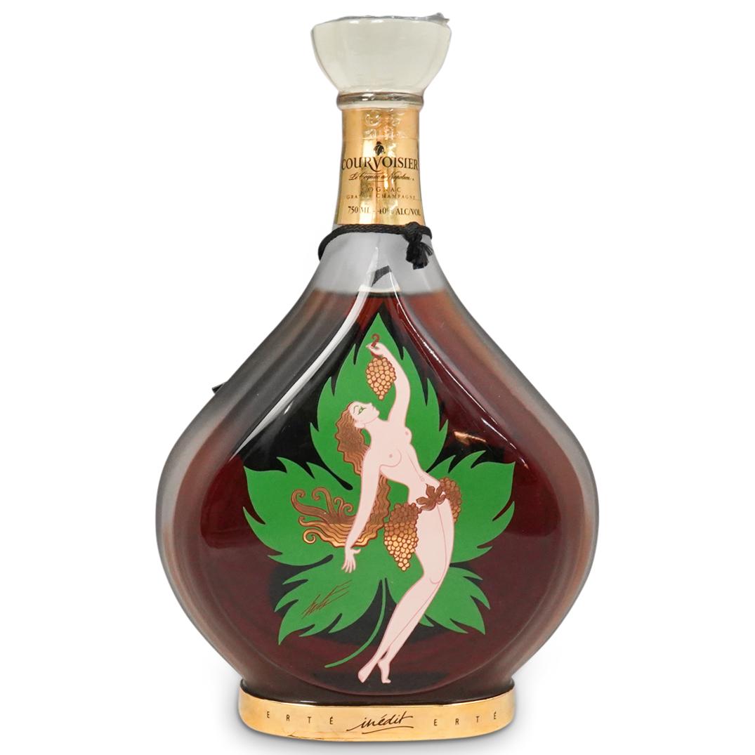 Rare Erte "Inedit" Courvoisier Cognac No. 8: DESCRIPTION: Rare Romain 'Erte' de Tirtoff "Inedit" Courvoisier Cognac collector bottle. Collector's consider it No. 8 although not marked. New in original condition and original booklet. CIRCA: Early