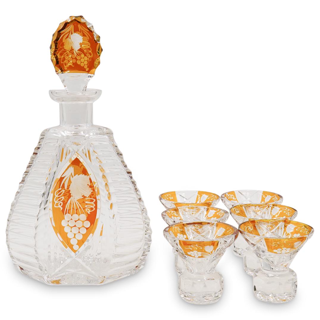 (7 Pcs) Bohemian Crystal Liquor Set (1 of 3)