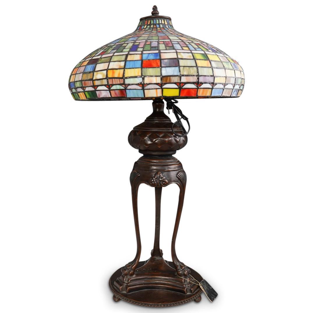 Large Vintage Tiffany Style Lamp (1 of 4)