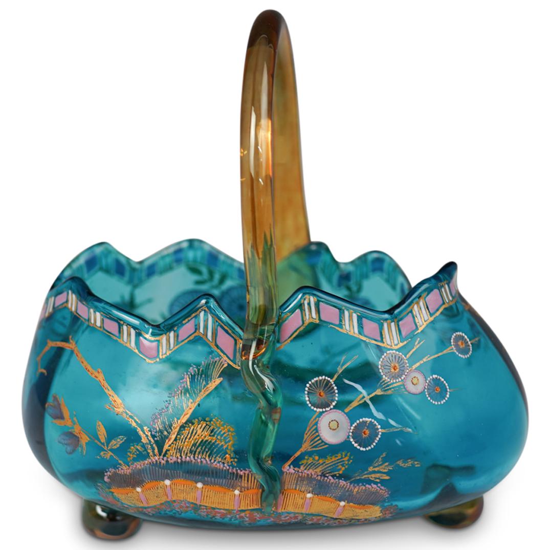 Painted Blown Glass Basket (1 of 4)