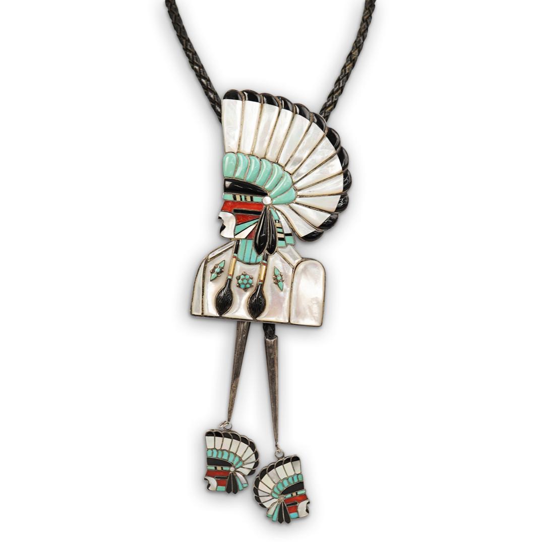 P. Q Zuni Sterling Silver Bolo Tie (1 of 3)
