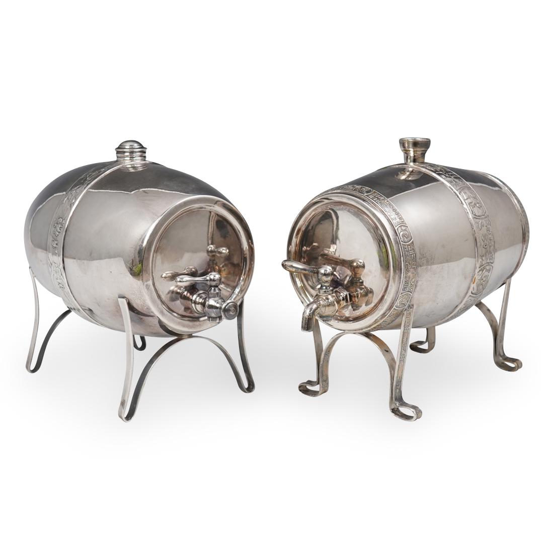 (2 Pc) Dutch Silver Plated Barrel Dispensers (1 of 4)