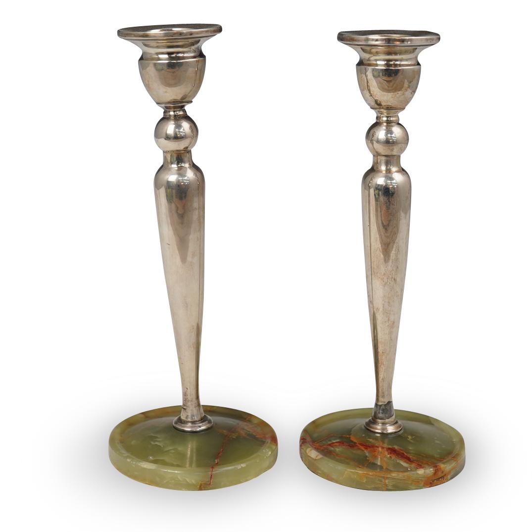 Sterling Silver and Onyx Candle Sticks (1 of 3)